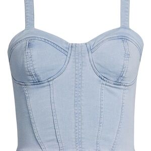No Boundaries Denim Corset Light Blue Bustier Top coastal cowgirl boho western